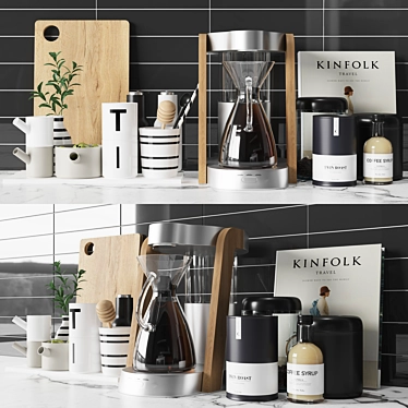Kitchen Essentials Set: Utensils, Storage, and Coffee 3D model image 1 