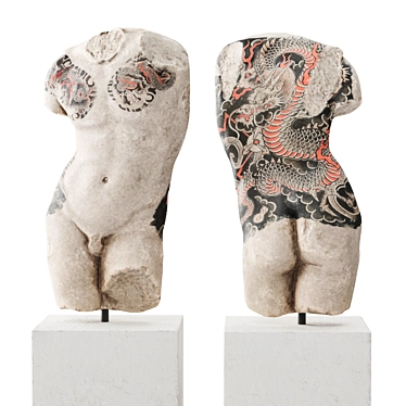 Classic Tattooed Man Torso with Pedestal 3D model image 1 