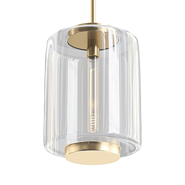 Elegant Bronze Hanging Glass Lamp 3D model image 1 