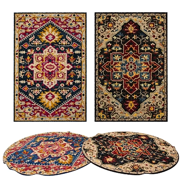 Title: 8-Piece Rug Set with Varied Textures 3D model image 1 
