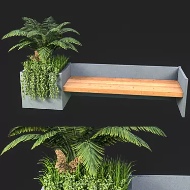 Urban Oasis: Bench with Plant 3D model image 1 