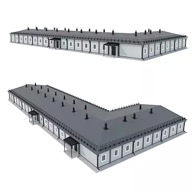 Modular Dormitory: Fast-Construction G-Shaped Design 3D model image 1 