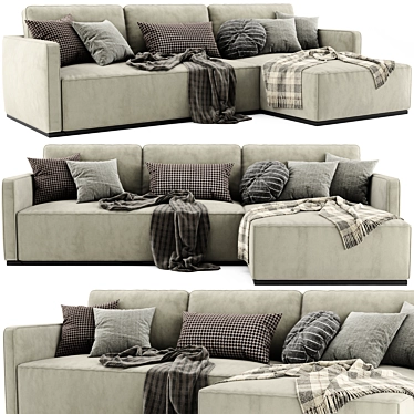 Elegant Blanche Chaise Longue Sofa 3D model image 1 