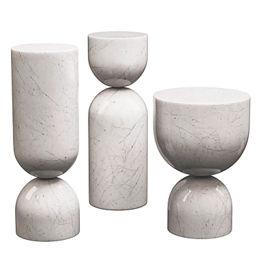 Sé Time Piece: Elegantly Sculpted Marble Side Table 3D model image 1 