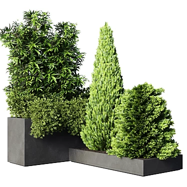 Outdoor Collection: 50 Concrete Vase Pot with Bamboo Tree 3D model image 1 