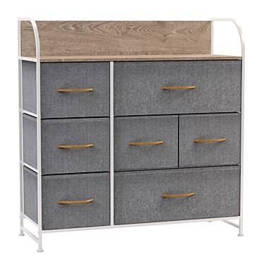 Modern Wood-Top Wide Chest of Drawers 3D model image 1 