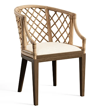 Monaco-Inspired Rattan Barrel Chair 3D model image 1 