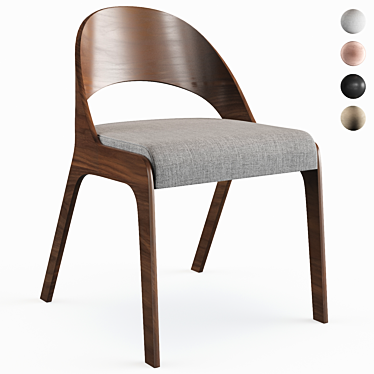 Elegant Brown Gravois Side Chair 3D model image 1 