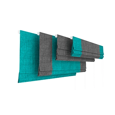 Turquoise Roman Curtains Set 3D model image 1 