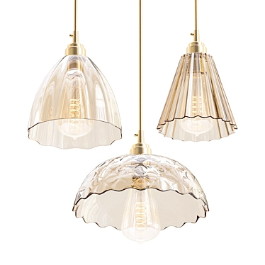 Retro Chic Glass Pendant Light 3D model image 1 