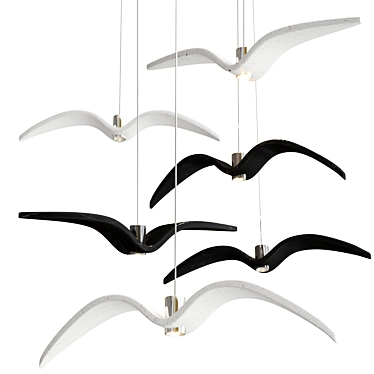 Elegant LED Glass Pendant: Night Birds 3D model image 1 