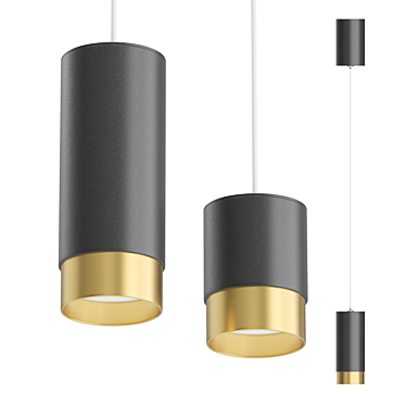 Sleek Cylinder Pendant Light 3D model image 1 