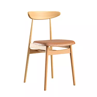 Scandinavian-Style Oak Dining Chair 3D model image 1 
