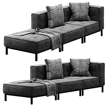 Cushy Modular Sofa with Metal Legs 3D model image 1 