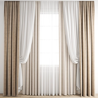 Polygonal Curtains: High Quality 3D Model 3D model image 1 