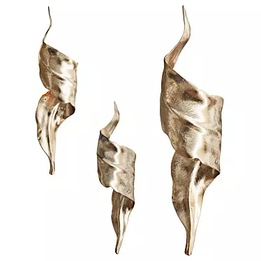 Elegant Golden Leaf Wall Sconce 3D model image 1 