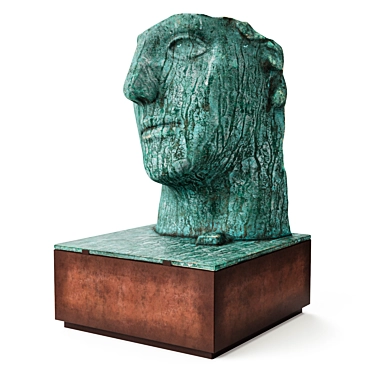 Bronze Outdoor Face Sculpture 3D model image 1 