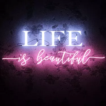 Vibrant Neon Sign "Life is Beautiful 3D model image 1 