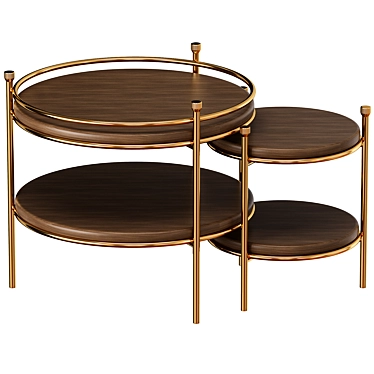 Mezzo Erni Side Table: Polished Brass meets Walnut Veneer 3D model image 1 