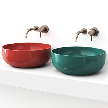 ERA SMALL Washbasin: Stylish Design in 3 Colors 3D model image 1 
