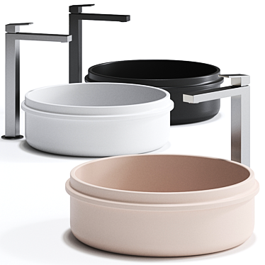 RISE Round Washbasin: Modern Elegance at its Finest 3D model image 1 