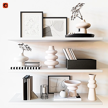 Title: Decorative Shelf with Elegant Accessories 3D model image 1 