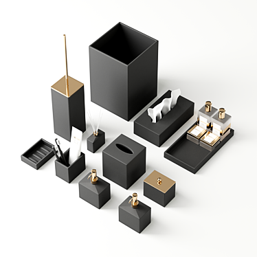 Sleek Black Bathroom Accessories 3D model image 1 