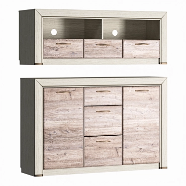 Olivia Hoff Chest of Drawers & TV Stand 3D model image 1 