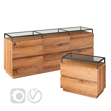 Modern Lawson Dresser & Nightstand 3D model image 1 