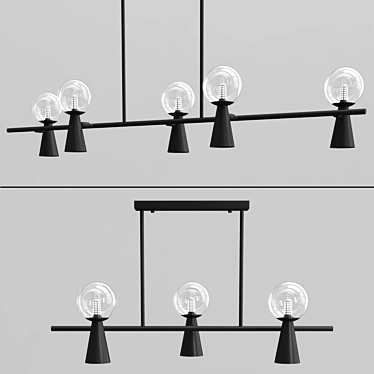 Elegant Cone & Ball Rack Luminaire 3D model image 1 