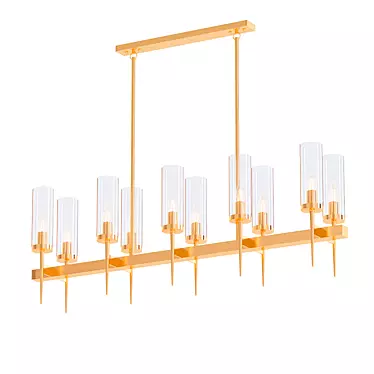 Elegant Brass Line Chandelier 3D model image 1 