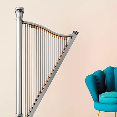 Harmony Heat: Stylish Harp-inspired Designer Radiator 3D model image 1 