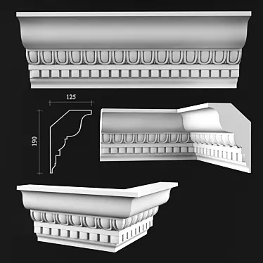 Elegant Ceiling Cornice K195 3D model image 1 