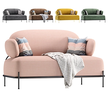 Pink Coco 2-Seater Sofa 3D model image 1 