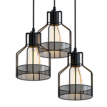 Rustic Metal Cage Pendant Lights 3D model image 1 