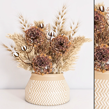 Elegant Dried Flower Bouquet 3D model image 1 