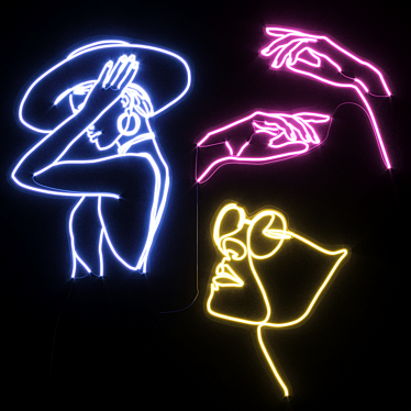 Customizable Glow: Neon Sign for Women 3D model image 1 