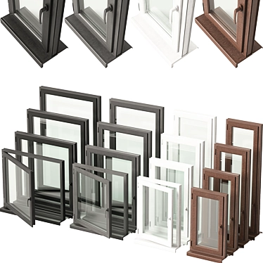 Sleek UPVC Double Glazed Window 3D model image 1 