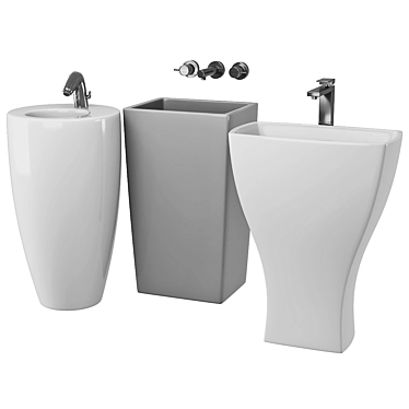 Modern Floor Washbasin Set 3: Oras, Laufen, Vitra 3D model image 1 