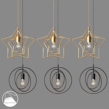 Gold Star Chandelier: Ø 32 cm 3D model image 1 