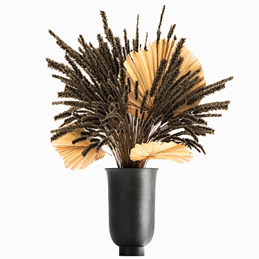 Reed Elegance: Decorative Dry Flower Bouquet 3D model image 1 