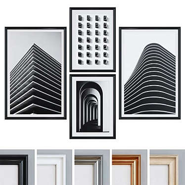 Modern 4-Piece Architectural Picture Frame Set 3D model image 1 