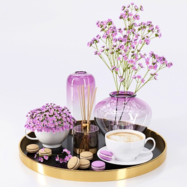 Elegant Decorative Tray Set 3D model image 1 