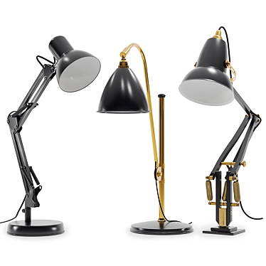 Stylish Set of 4 Study Lamps 3D model image 1 