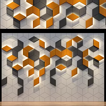 Sleek Slate Wall Panel 3D model image 1 