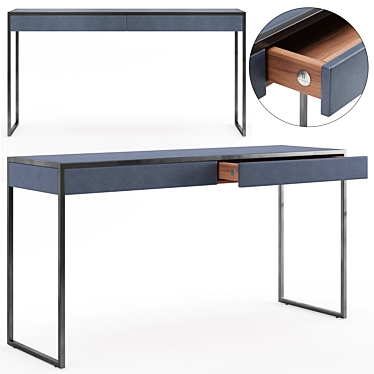 Sleek Metal & Leather Console 3D model image 1 