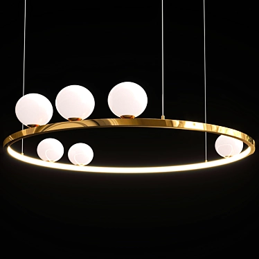 Nordic Round LED Pendant: Creative Dining Room Lighting 3D model image 1 