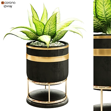 Elegant Greenery in Vase 3D model image 1 