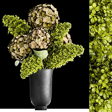 Green Spring Bouquet in Black Vase 3D model image 1 