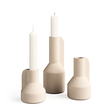 Ceramic Candleholder Set 3D model image 1 